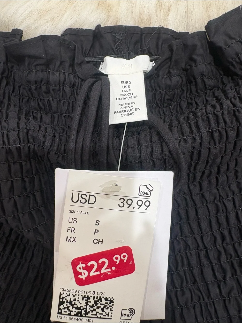 H&M Black Smocked Strap Sundress